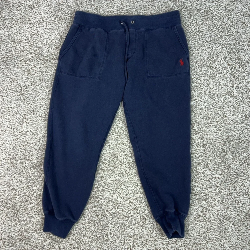 Polo Ralph Lauren Pants Womens M Blue Fleece Sweatpants Jogger Pockets Lounge